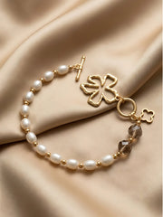 Golden Bloom Pearl Charm Bracelet